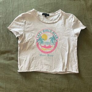 La Hearts White Cropped Graphic Tee